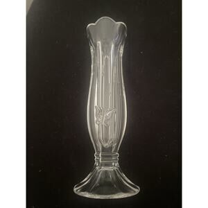 Vintage Lenox Butterfly Meadow 8” Bud Vase Clear Glass